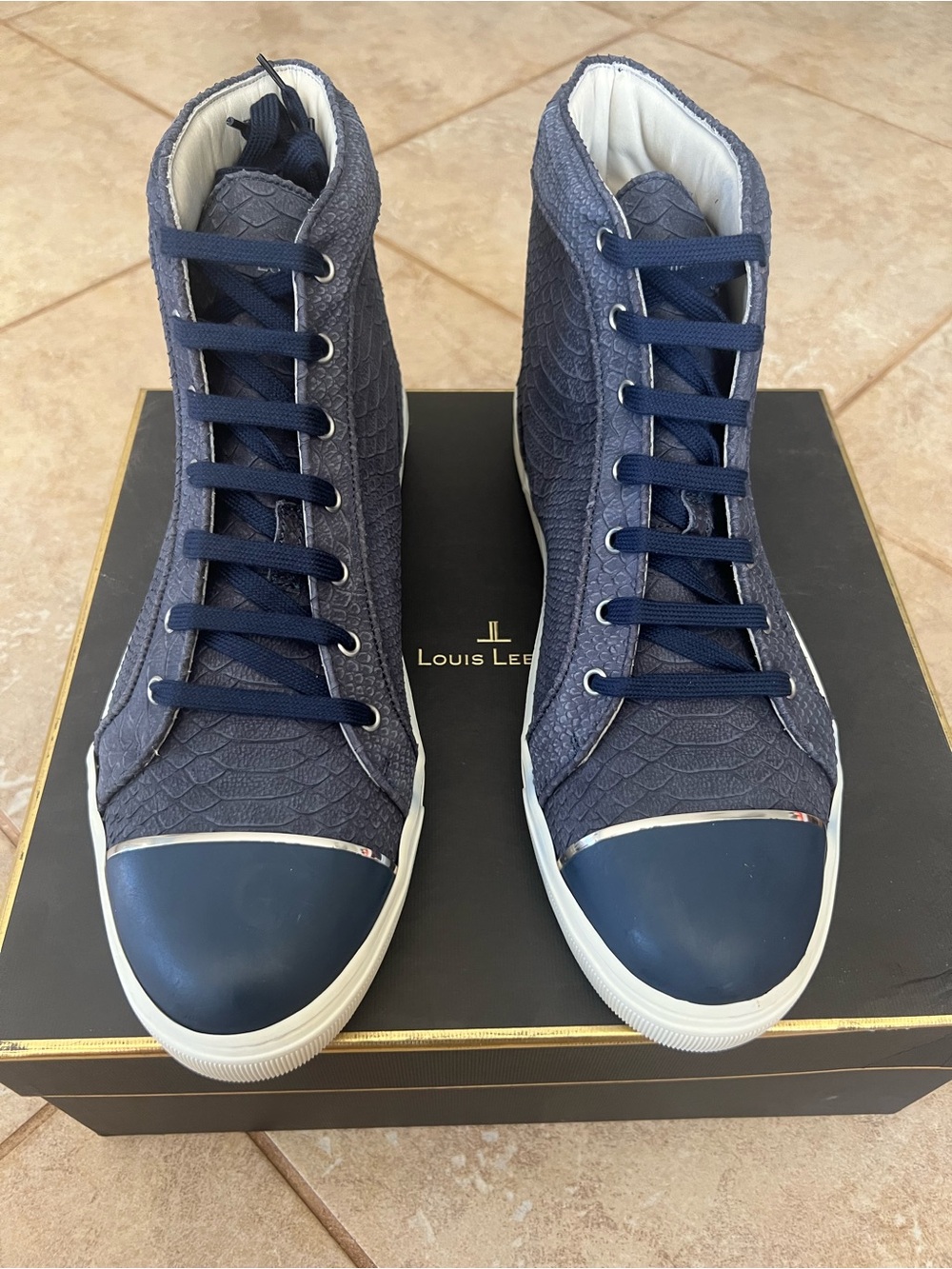 Louis Leeman Men's Navy High-Top Sneakers